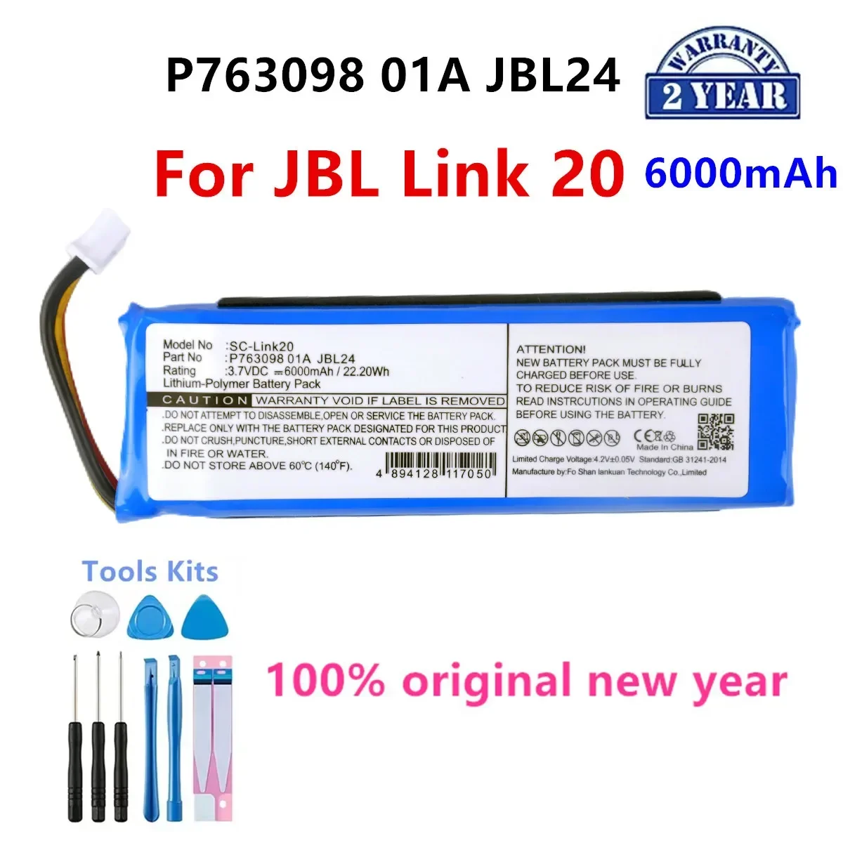 

Original P763098 01A JBL24 6000mAh For JBL Link20/ Link 20 Bluetooth Wireless Speaker Replacement Battery+Tools .