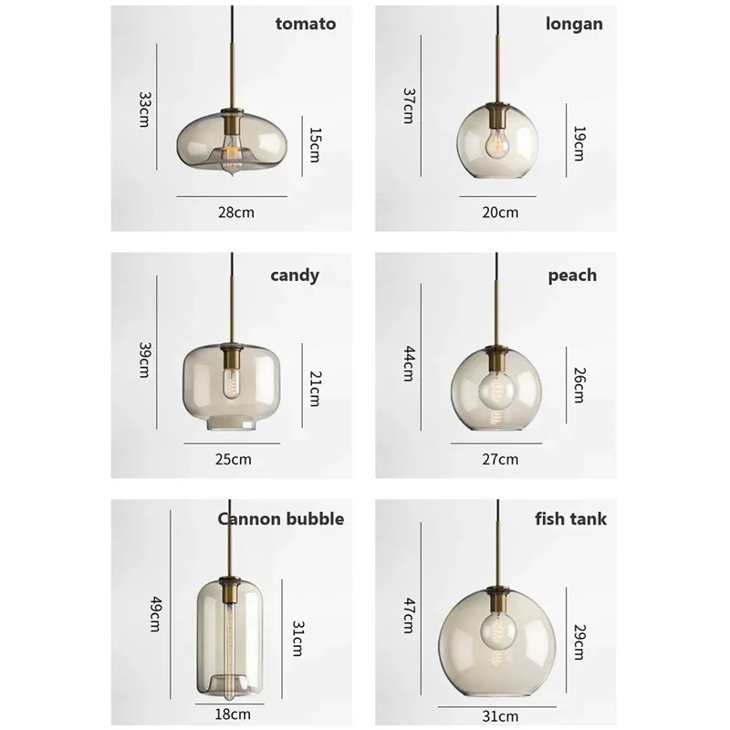 Modern Glass Pendant Light Dining Room Cafe Bar Bedroom Bedside Hanging Lamps For Ceiling Kitchen Island Suspension Chandelier