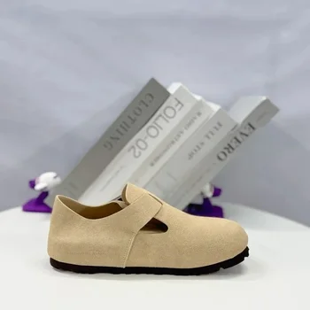 New ultra-fine soft cork insole slipper half slipper thick-soled shoes fashionable anti-slip outerwear Heeled shoes Round toe