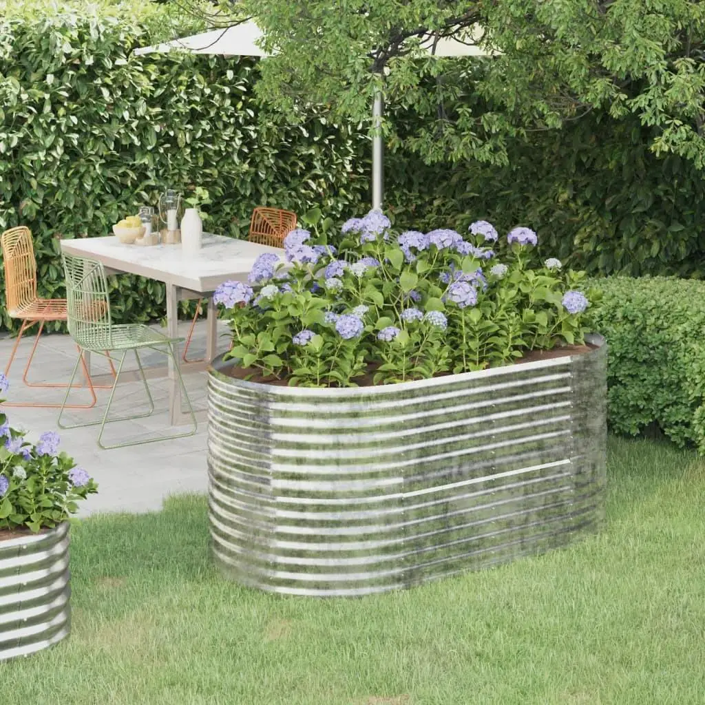 Steel Garden Raised Bed - Powder-Coated 152x80x68 cm in Silver Color for Durable Outdoor Use