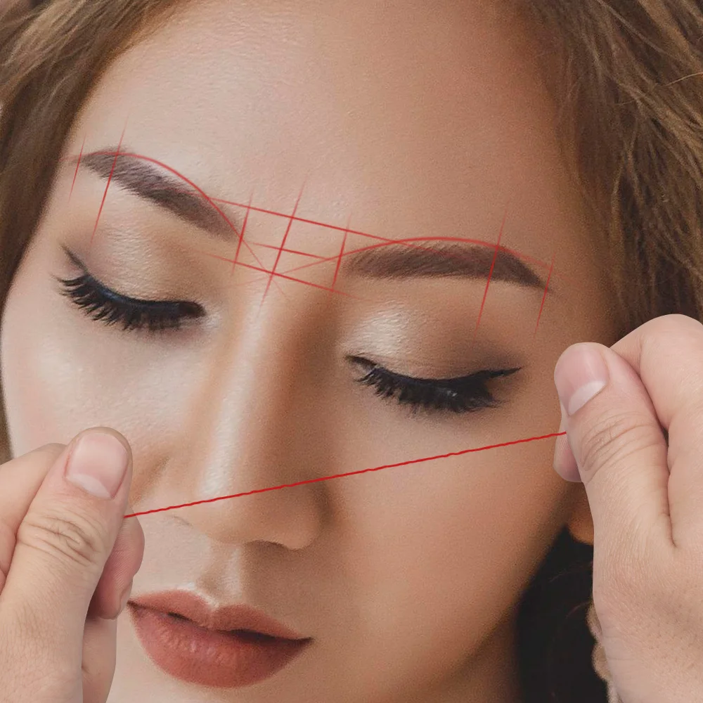 20Meter Brown Microblading Mapping Pre-Ink String for Makeup Eyebrow Dyeing Linen Thread Semi Permanent Positioning Measure Tool