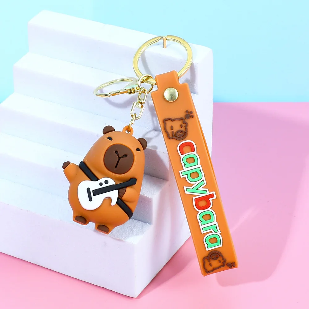 MINISO Cute Cartoon Capybara Pendant Keychain Toy Doll Bag Hanging Ornaments Lovely Kapila Pelican Crocodile Animal Keyrings