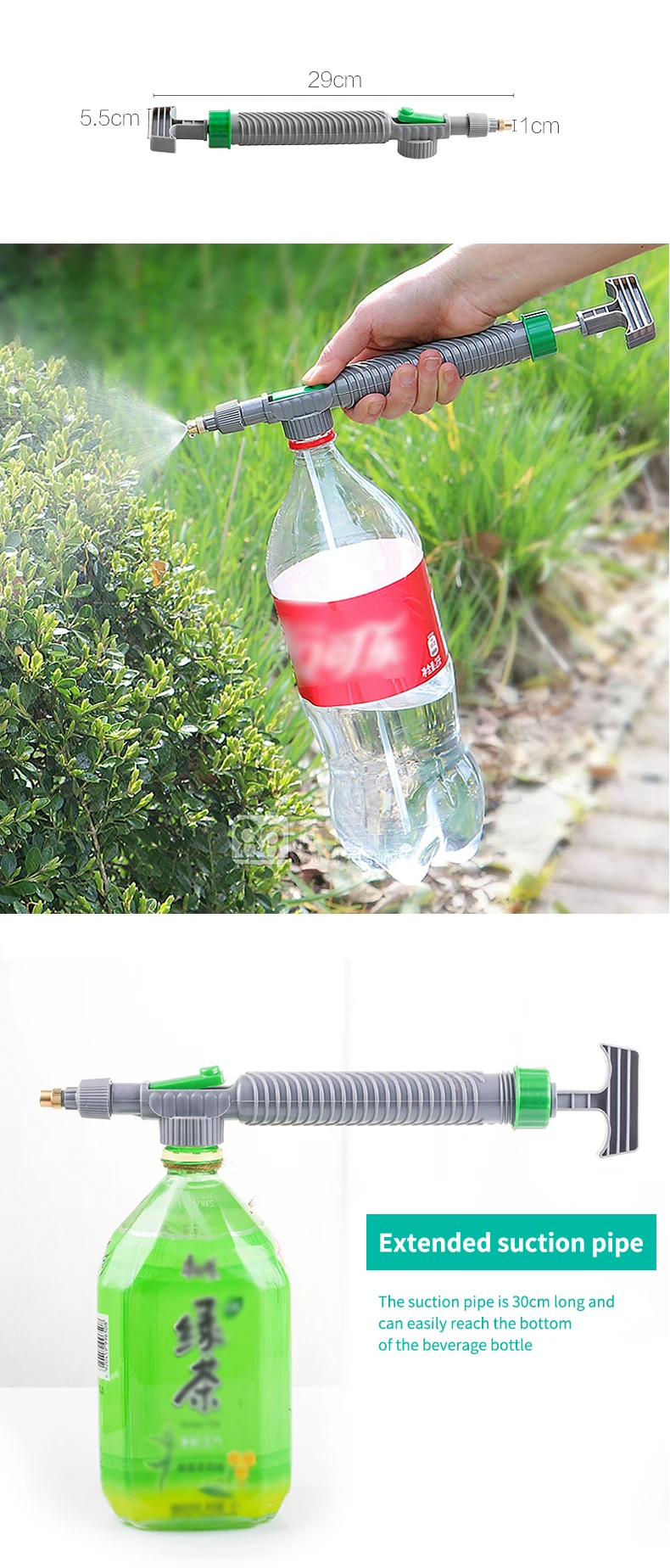 Hochdruck-Luftpumpe Manuelle Sprühdüse Einstellbarer Trinkflasche Sprühkopf Gartensprühgerät Bewässerungswerkzeug Landwirtschaftliche Werkzeuge Manuelles Sprühgerät Einstellbare Sprühdüse Sprühkopf für Trinkflasche – Detail 6