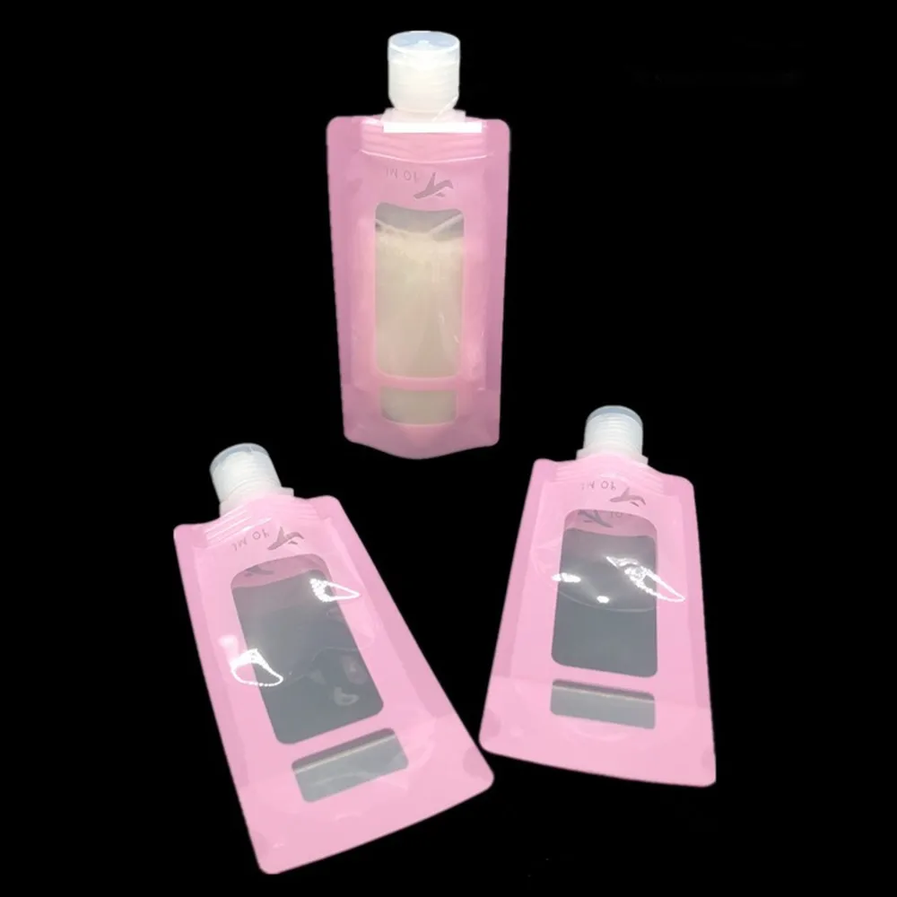 10pcs/lot 90ml Pouch Travel Bottles Packaging Bag Stand Up Spout Pouch Plastic Hand Sanitizer Lotion Shampoo Makeup Fluid Bottle