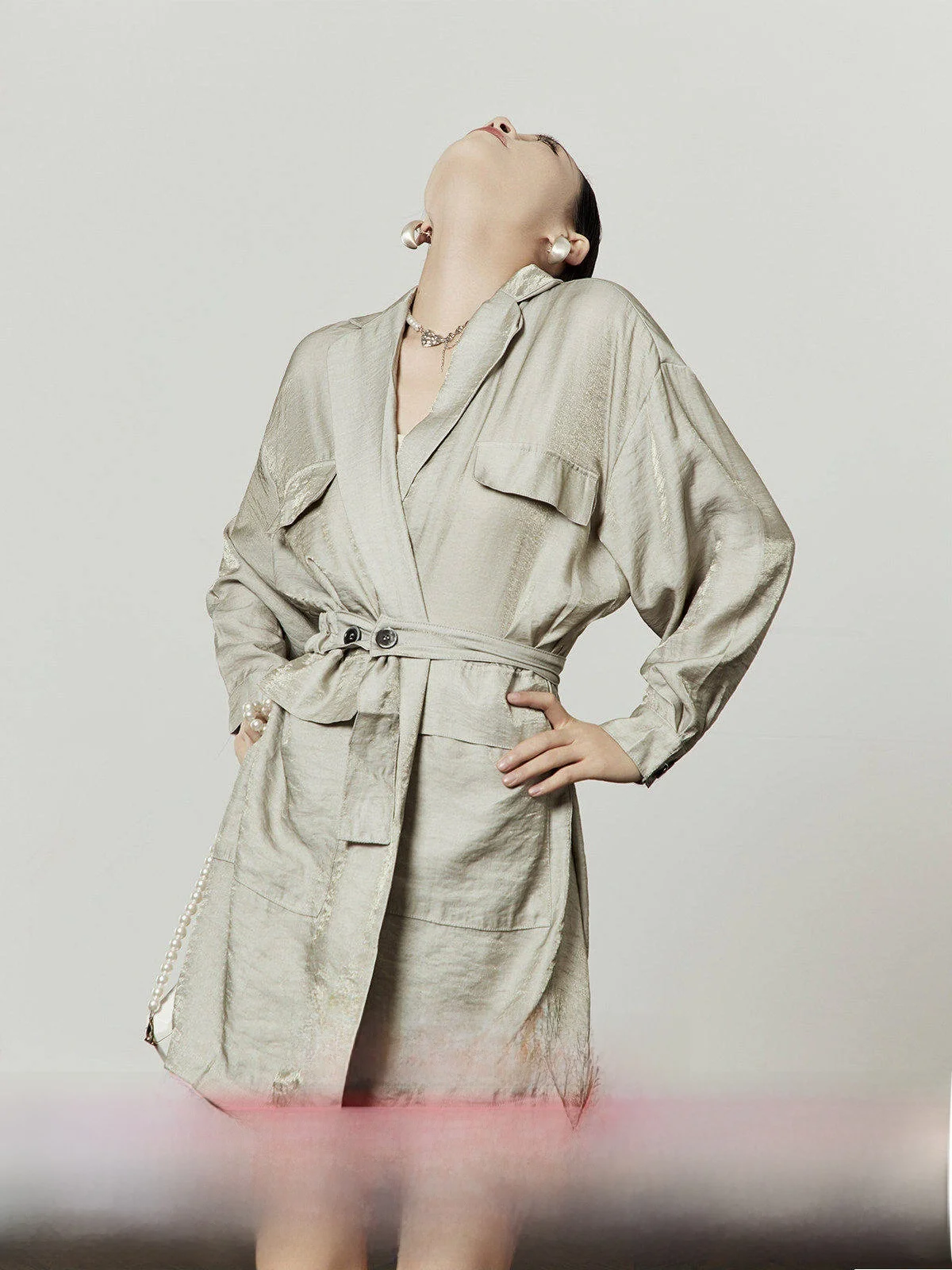 

Стильное рабочее пальто для женщин: приталенное, с поясом, универсальное, с длинными рукавами, круглым вырезом, для повседневной носки