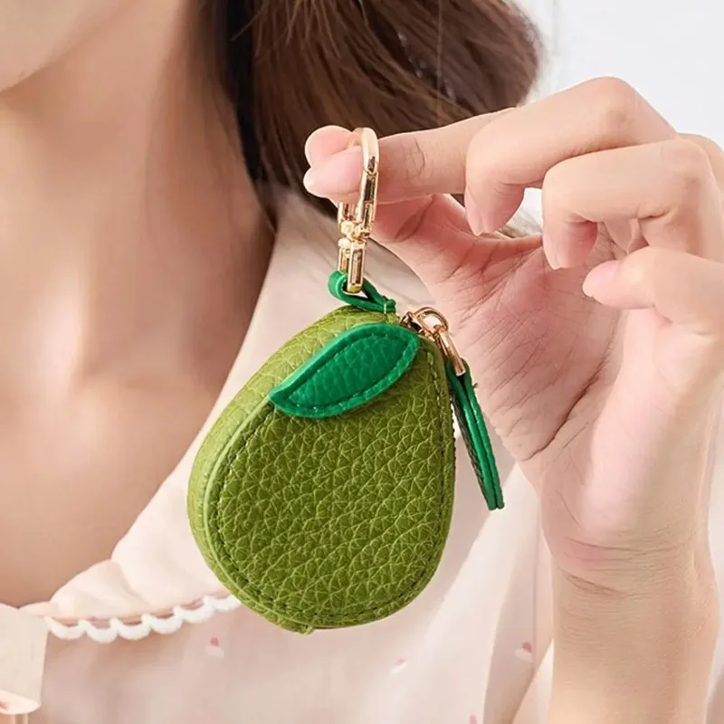 Best Seller Cute Fruit Shape Leather Coin Purse Mini Zipper Earphone Bag Keychain Pendant Small Wallet Gift For Women Girls view 6
