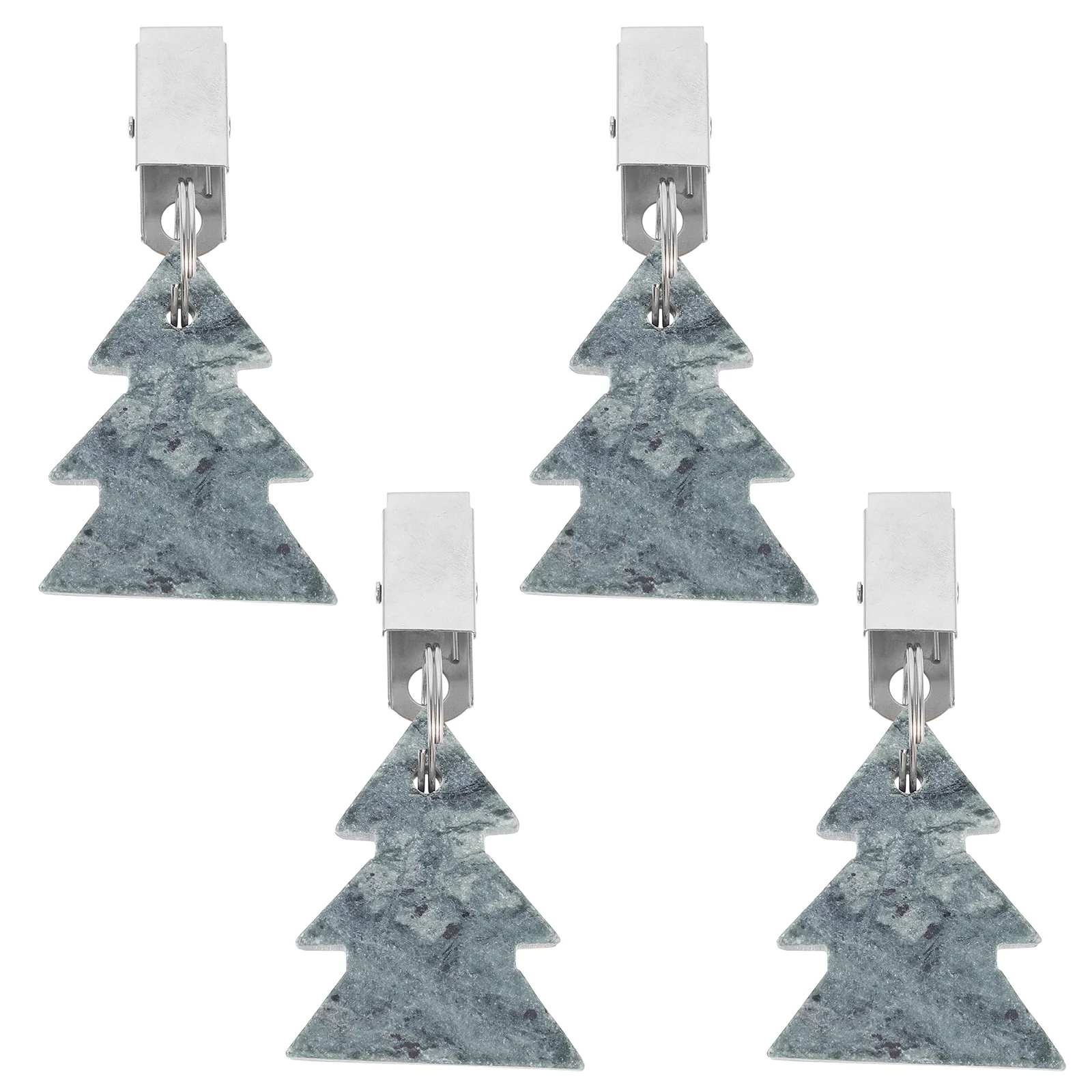 

4 Pcs Christmas Tree Tablecloth Clip Weights with Topiaries Outdoor Clips Picnic Merry Clothespins for Tablecloths Tables