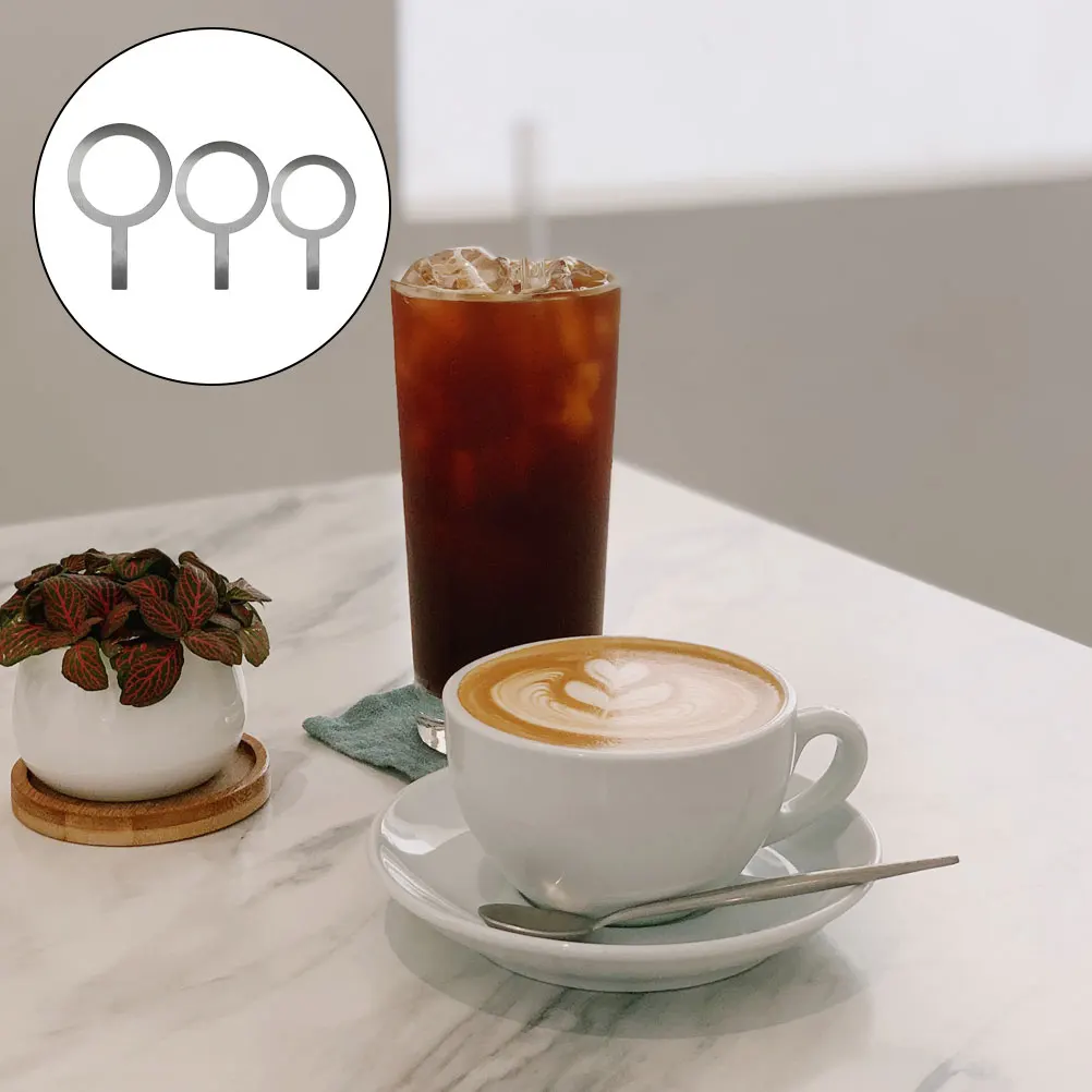 

3pcs Stainless Steel Baking Ring Mat Cup Rim Cover Milk Tea Shop Tool Scald-Proof Handle No Rust Kitchen Bar Accessory