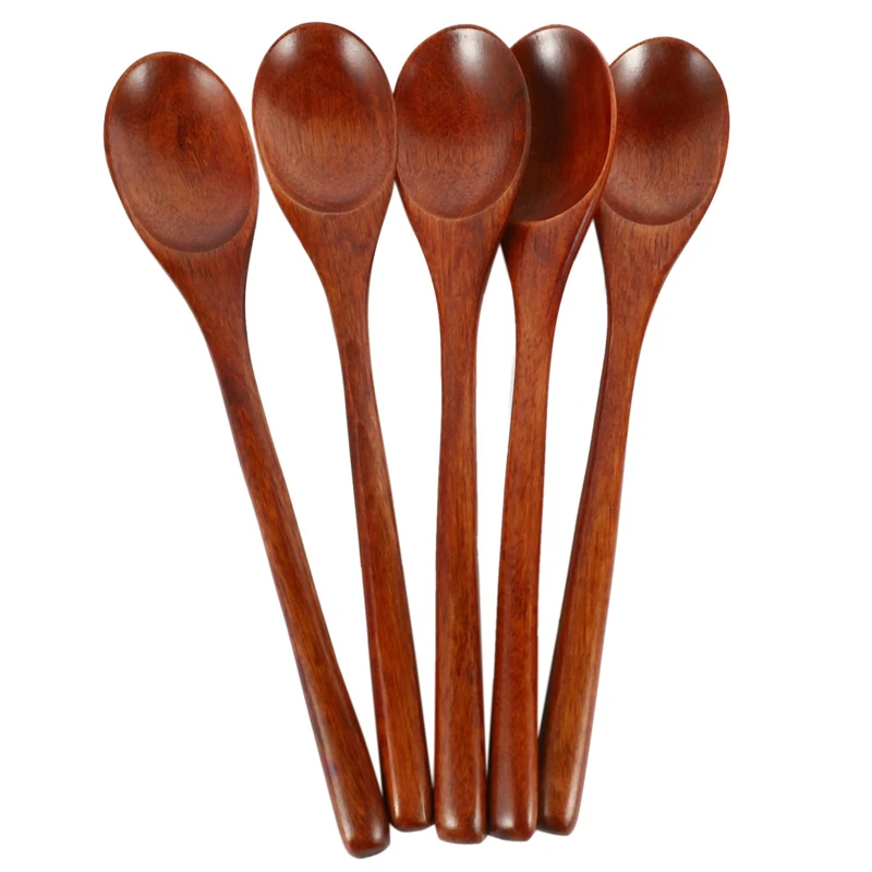 Spoons Wooden Soup Spoon 25 Pieces Eco Friendly Tableware Natural Ellipse Wooden Ladle Spoon Set