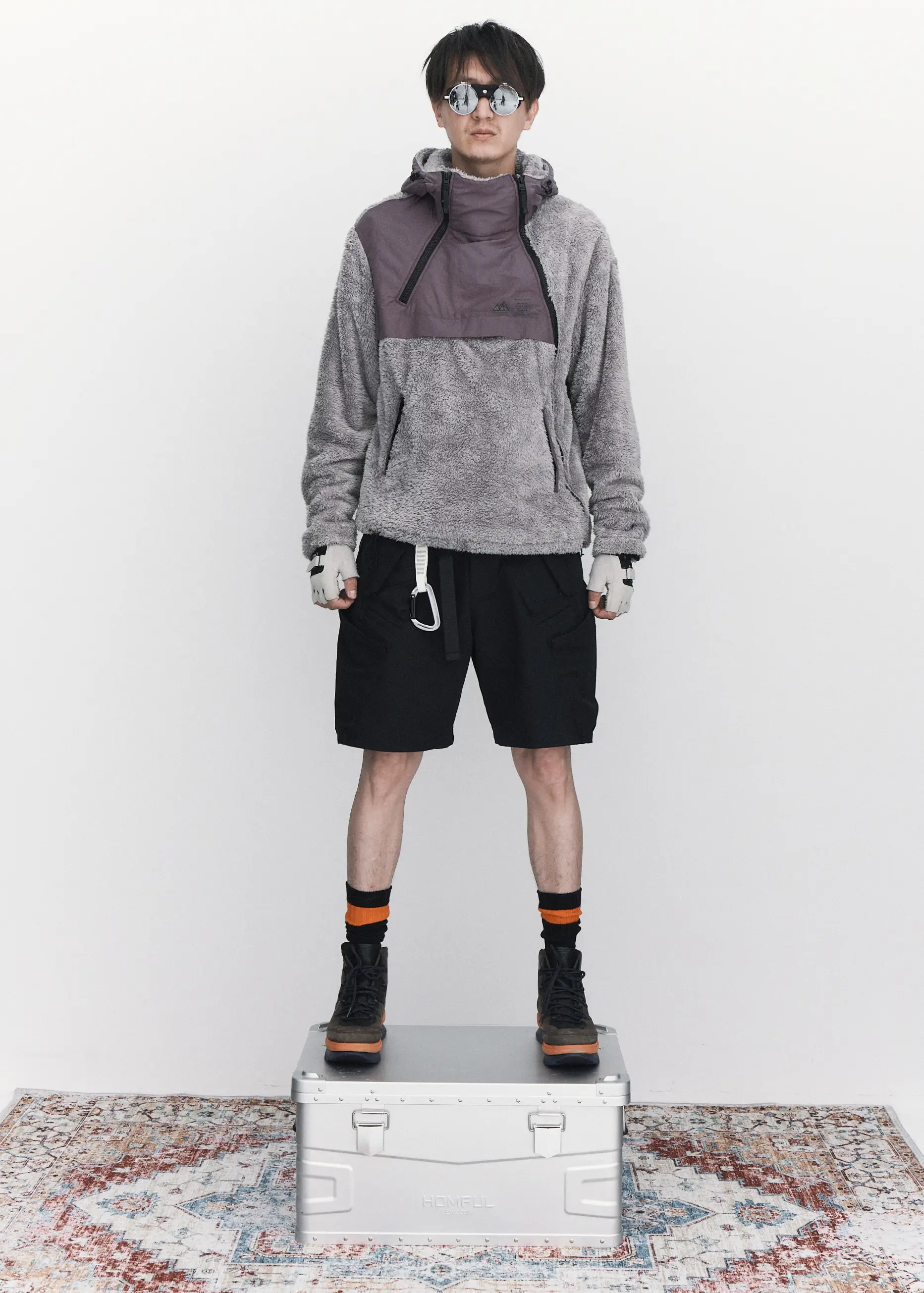 

WHITE FISHTAIL/Sherpa fleece zipper fleece winter heavy jacket autumn and winter trendy brand pile thick crewneck top