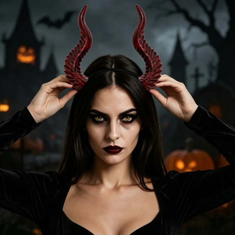Adjustable Devil Horn Headband DIY Style Adult Hair Decor for Halloween Cosplay Party Costume