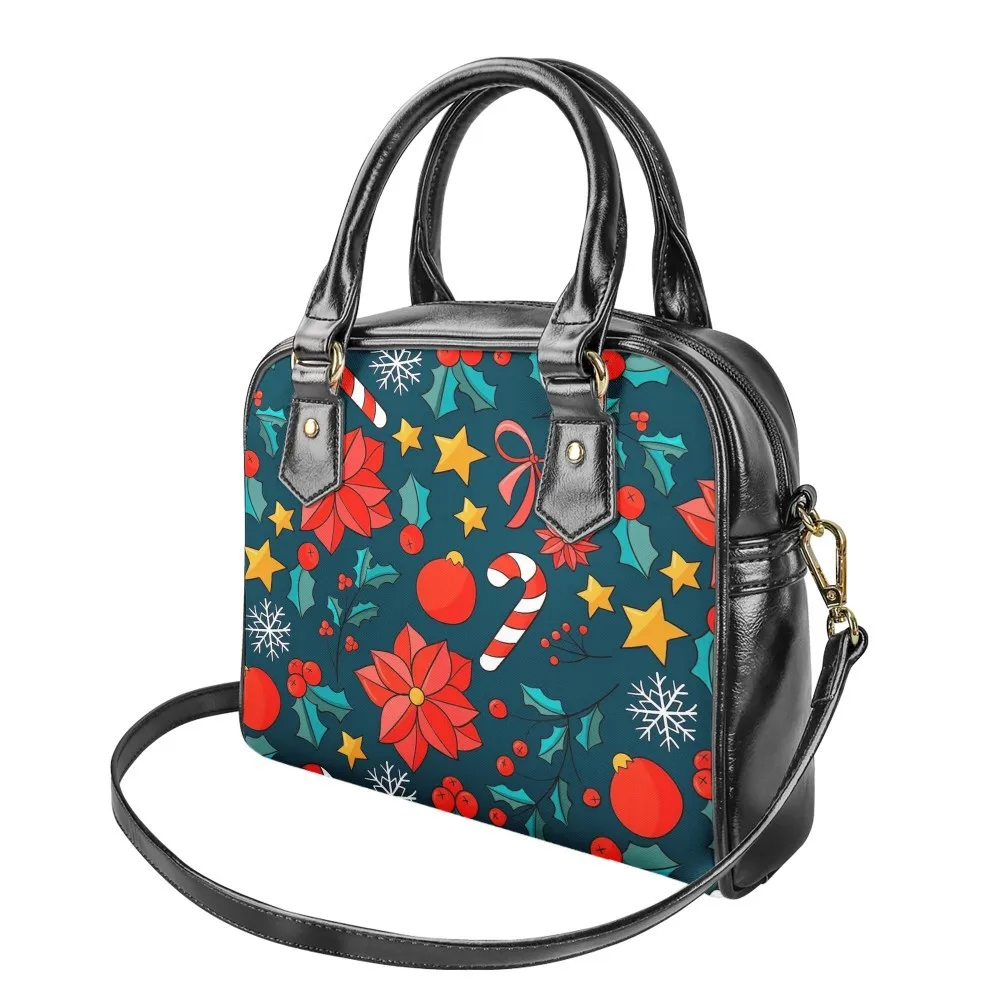 Hot Christmas theme printing ladies shoulder bag PU crossbody bag large capacity generous bag  women handbags