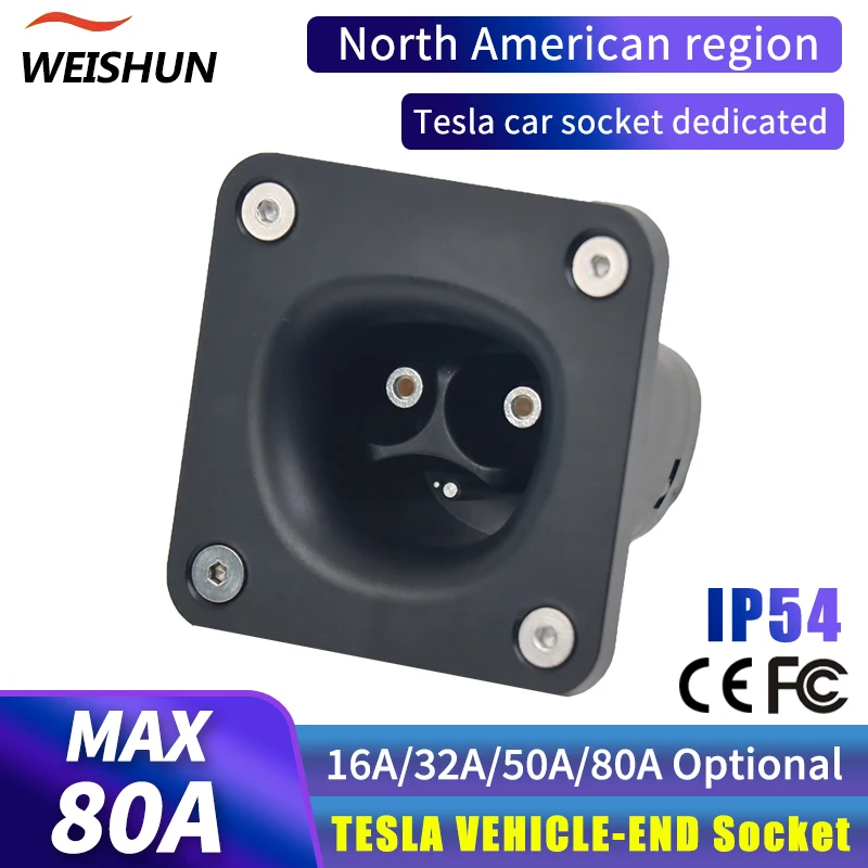 

Розетка переменного тока Tesla 16A 32A 50A 80A Разъем для зарядного устройства EV для автомобиля NACS Tesla Model 3/X/Y/S