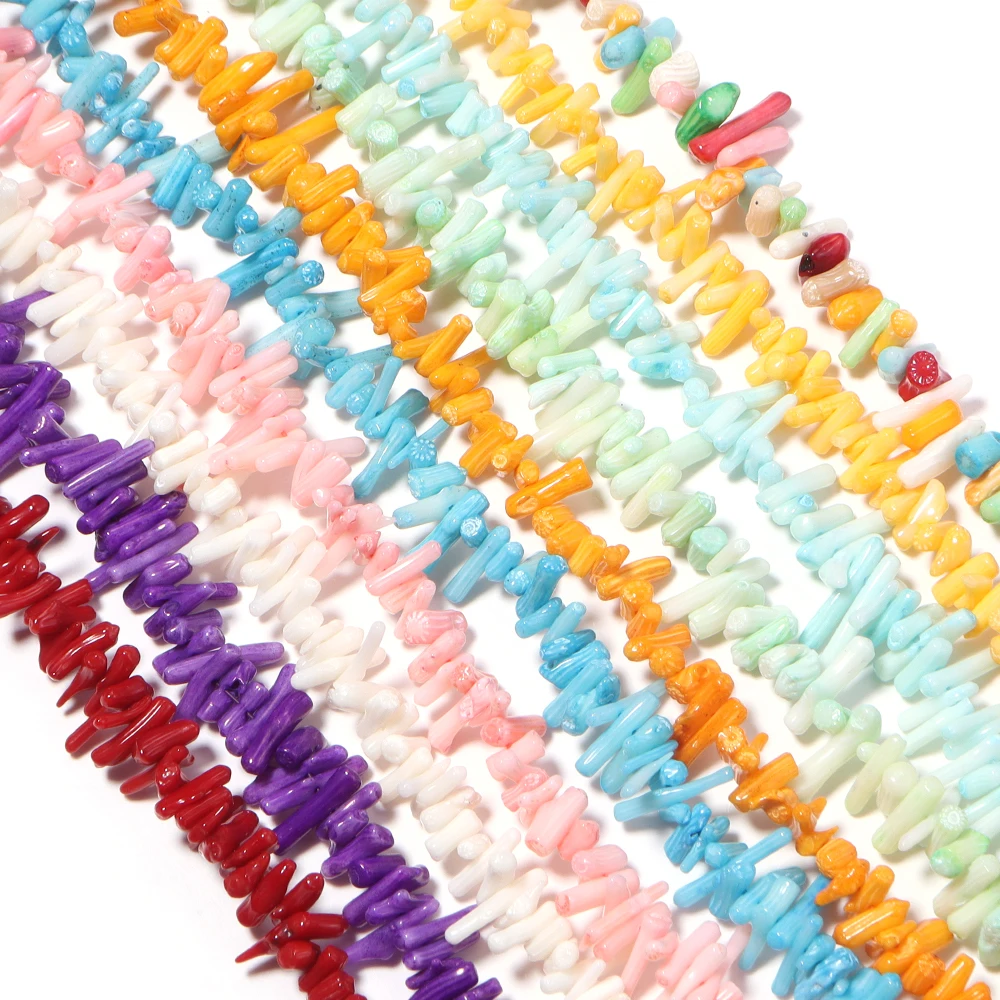 1 Strang bunte, unregelmäßige Naturstein-Korallenperlen, lose Abstandsperlen für die Schmuckherstellung, DIY-Armband, Halskette, Zubehör – Detail 2