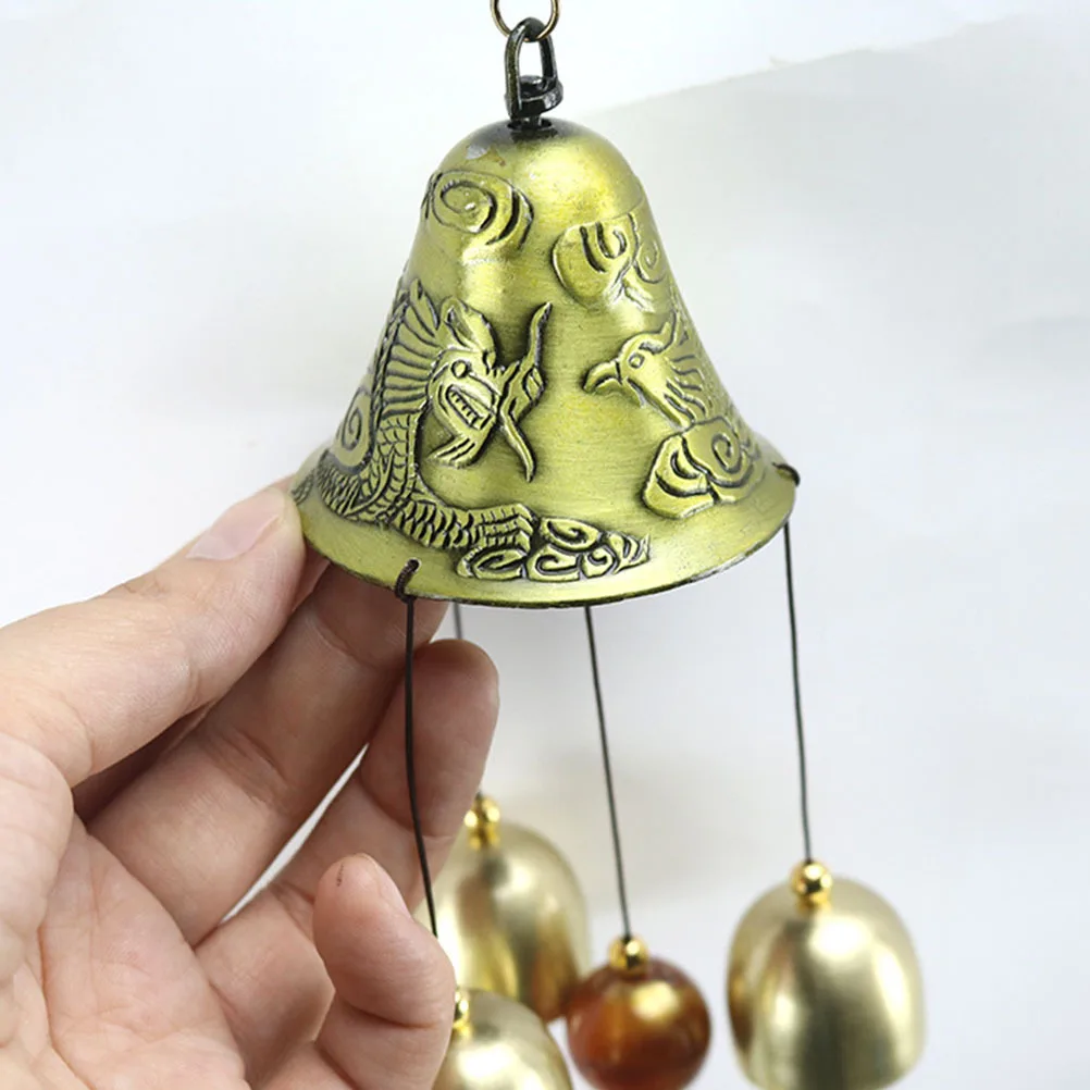 

1pc Vintage Dragon Phoenix Wind Chime Delicate Alloy Festive Hanging Decor For Garden Party Home Decoration Wind Bell Pendant