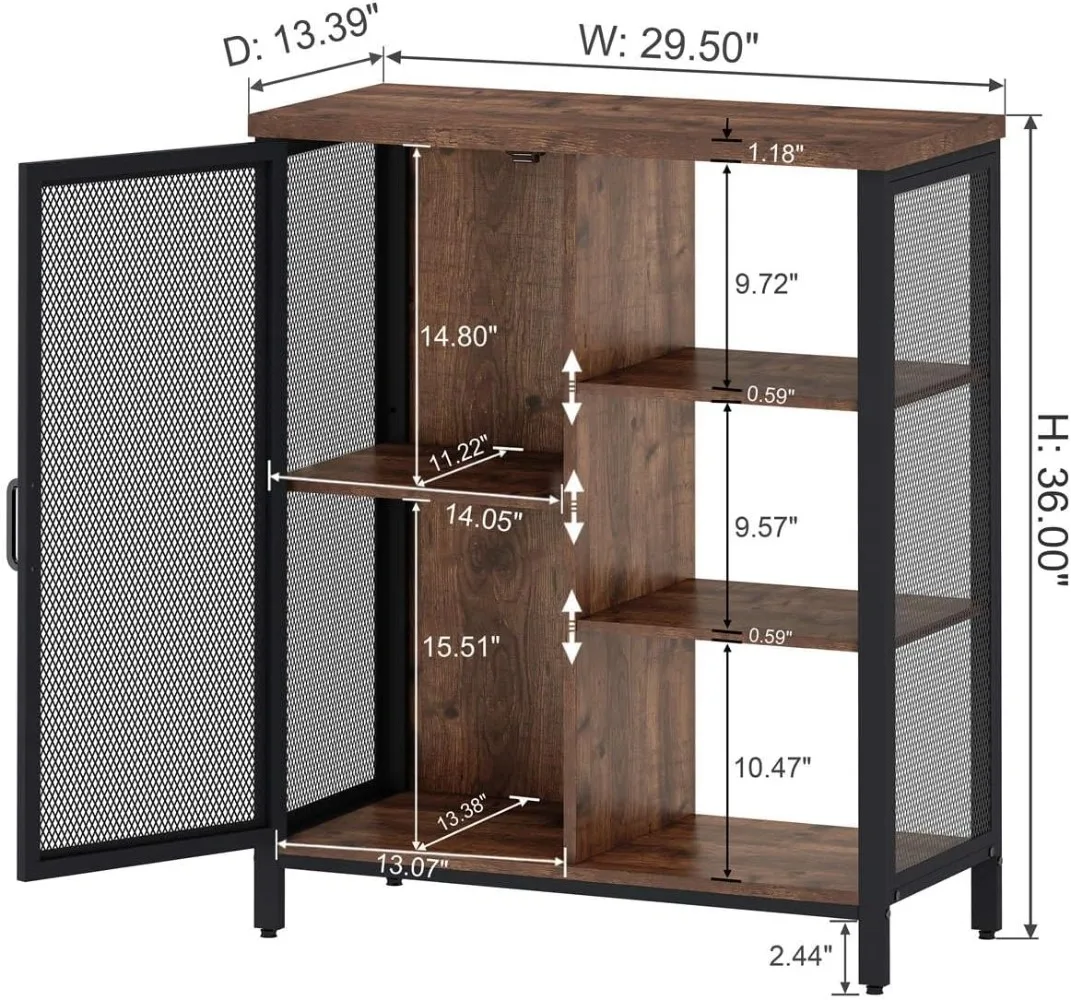 Armário de café para casa Aparador industrial buffet para cozinha e sala de jantar, armário de armazenamento pequeno vintage