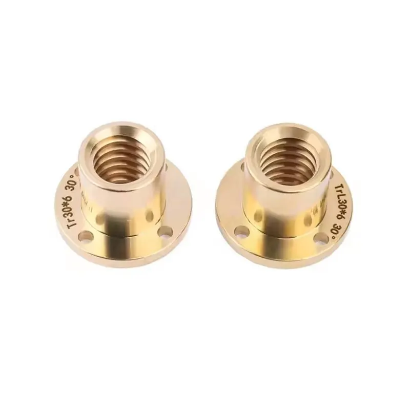 1pc Runde Kupfer Mutter Flansch Trapez Schraube Muttern T10 T12 T14 T16 T18 T20 T22 T25 T30 Für T-förmigen Schrauben CNC 3D Drucker