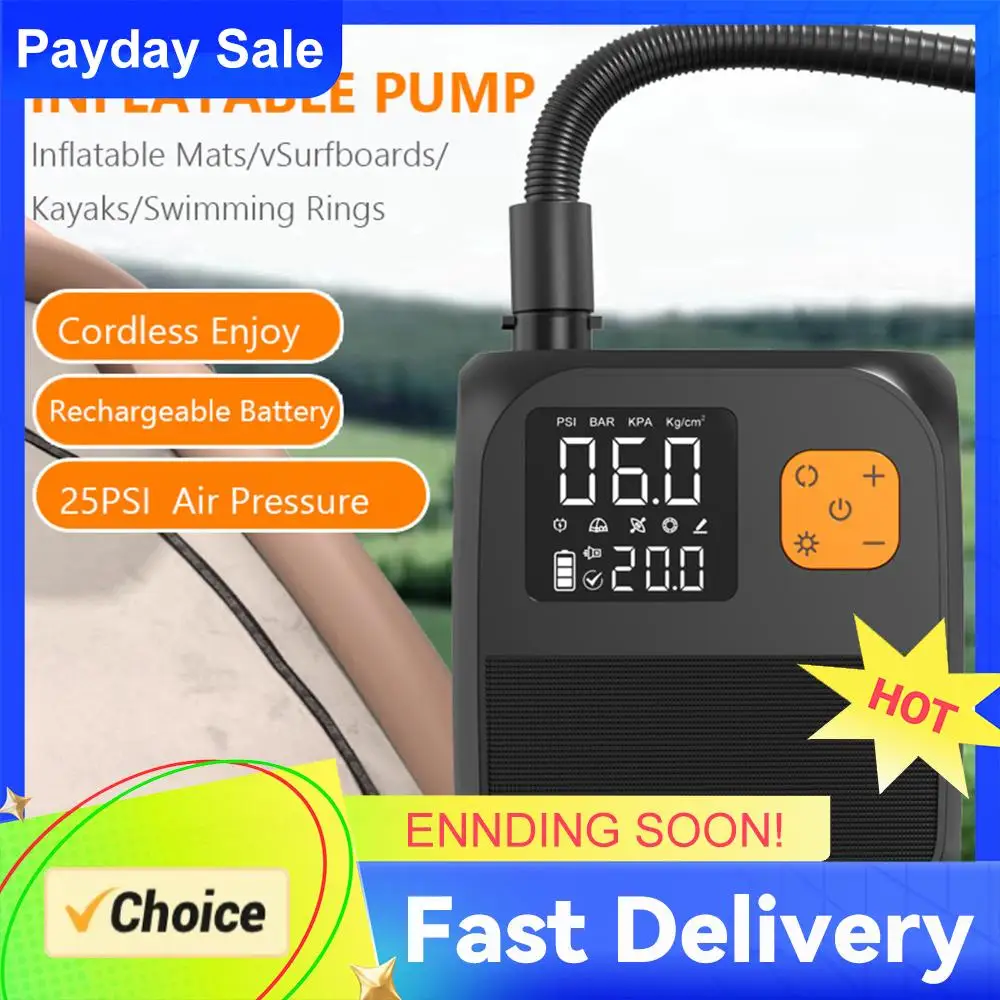 

SUP Air Pump Rechargeable Electric Paddle Board Pump 25PSI Portable Electric Pump for Paddle Board Inflatable Boats