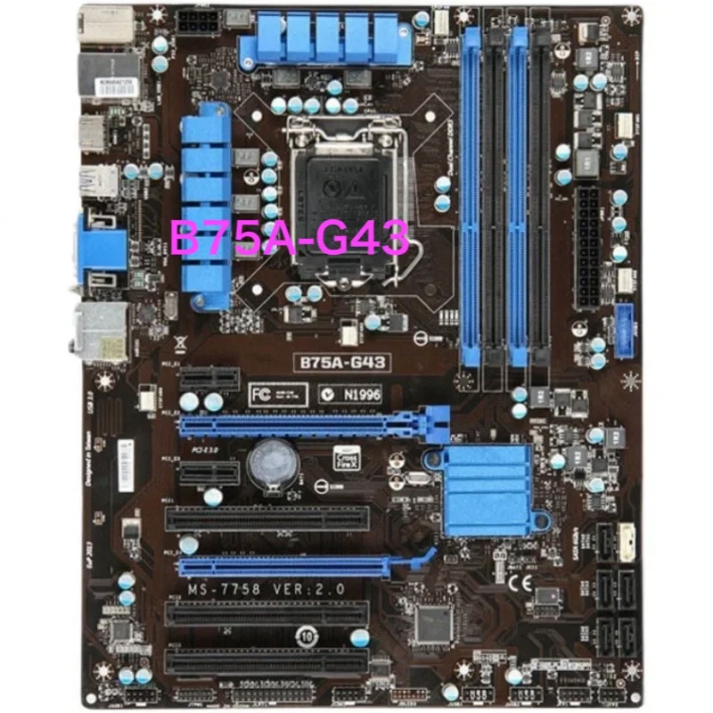 

Подходит для настольной материнской платы MSI B75A-G43 MS-7758 VER:2.0 LGA1155 DDR3, материнская плата, 100% протестирована, полностью работает, бесплатная доставка