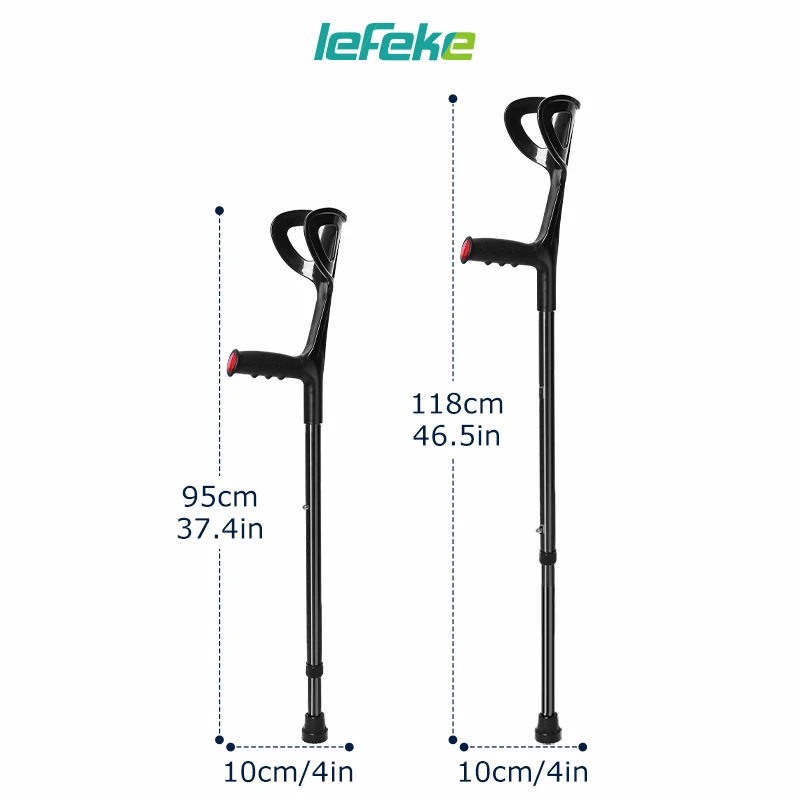 Lefeke Adjustable Forearm Crutch Cane Walker weight Arm Crutch Elbow Crutches Lightweight Disabled Seniors Elderly Walking Stick