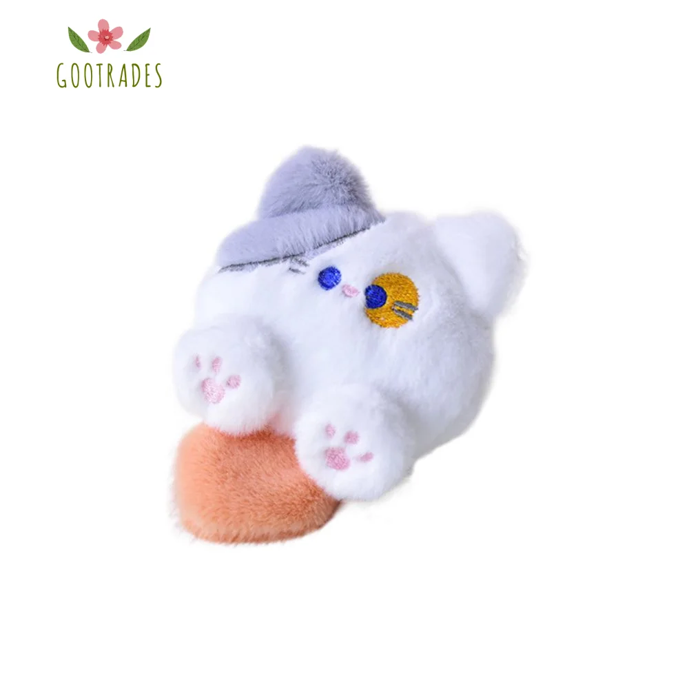 Plush Brooch Coffee Cat Plush Keychain Soft Stuffed Cute Cat Plush Doll Cartoon Colorful Animal Plush Key Chain Kid Girls