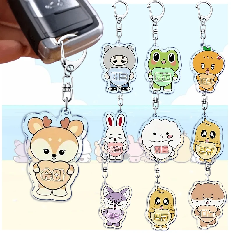 Kpop Cartoon Keyring for Accessories Bag Key Car Bike Door Key Chain Ring Jewelry Fans MINGYU THE8 SEUNGKWAN Funny Gifts