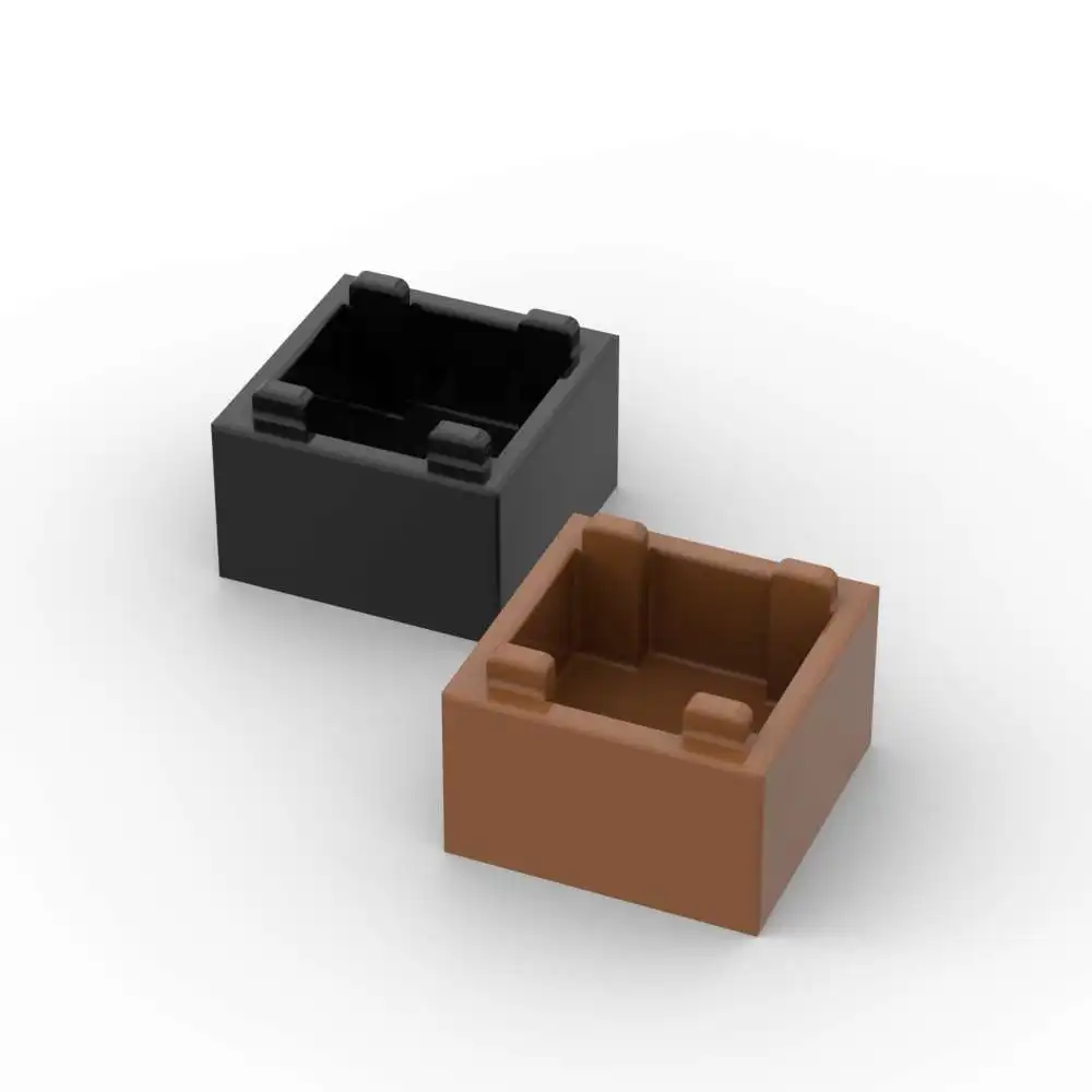 MOC 10 pièces 35700 boîte conteneur 2x2x1 blocs de construction ouverture supérieure avec plat 59121 briques éducatives particules jouet enfants cadeaux