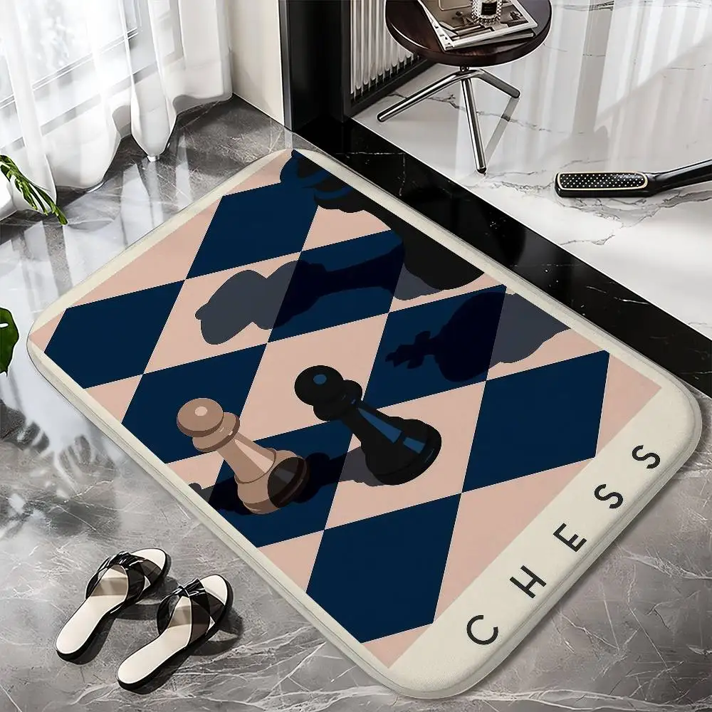 

Black And White Chess Floor Mat Printed Large Carpets Room And Bedroom Carpets Bathroom Anti Slip Door MATS Small Carpets