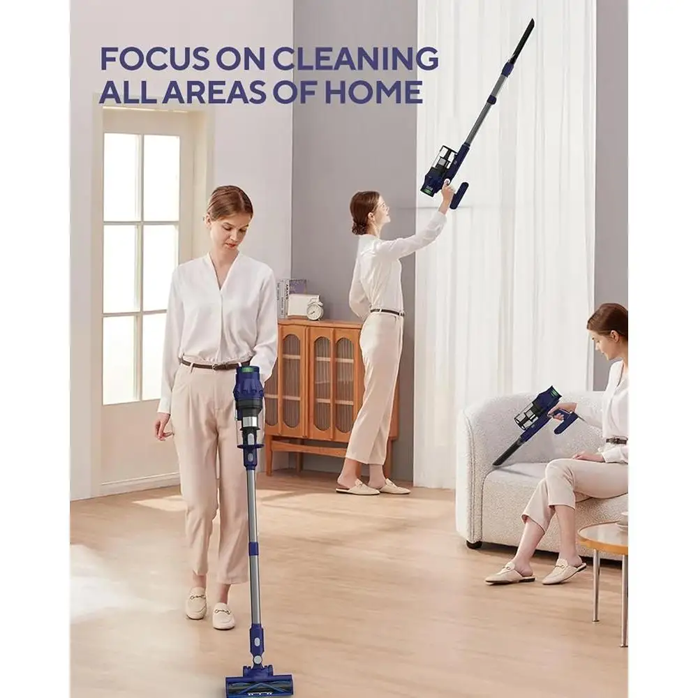 무선 진공 청소기 38000Pa 450W 브러시리스 모터 60분 런타임 LED 터치 스크린 8in1 휴대용 스틱 고효율 HEPA