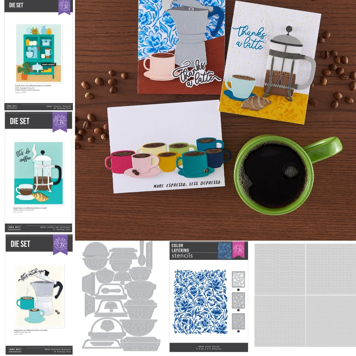 2025 nova máquina de café armário caçarola corte metal dados estêncil floral diy decoração scrapbook cartão álbum gravação artesanato