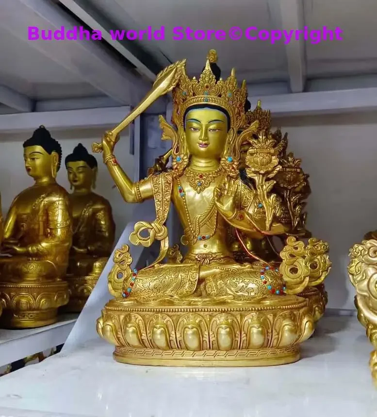 large 2025 Tibet gilding COPPER Buddhist wisdom kindly Bodhisattva Manjusri Buddha statue believer effective protection