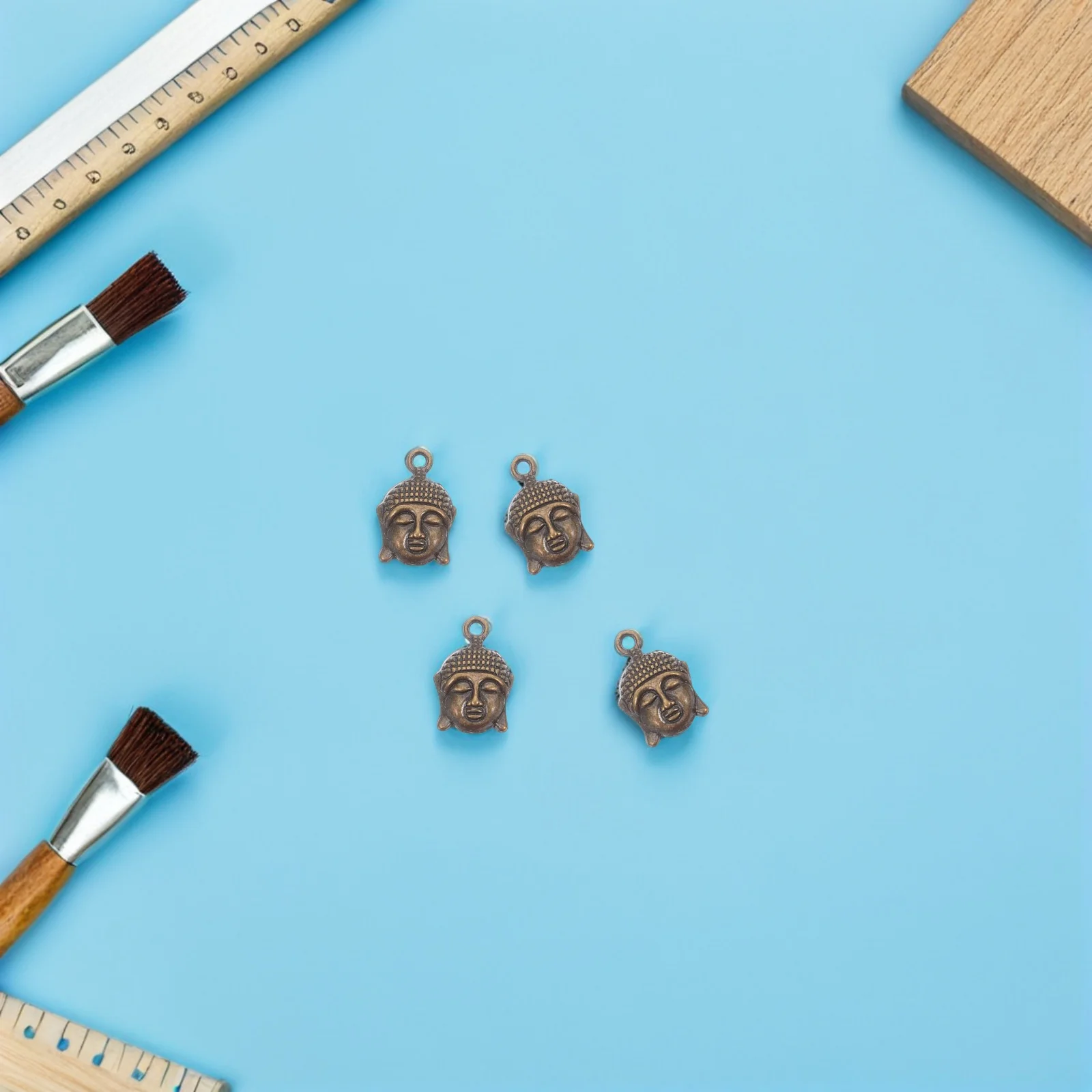 100 Pcs Pendant Retro Buddha Head Jewelry Zinc Alloy Beads for Bracelets Crafts