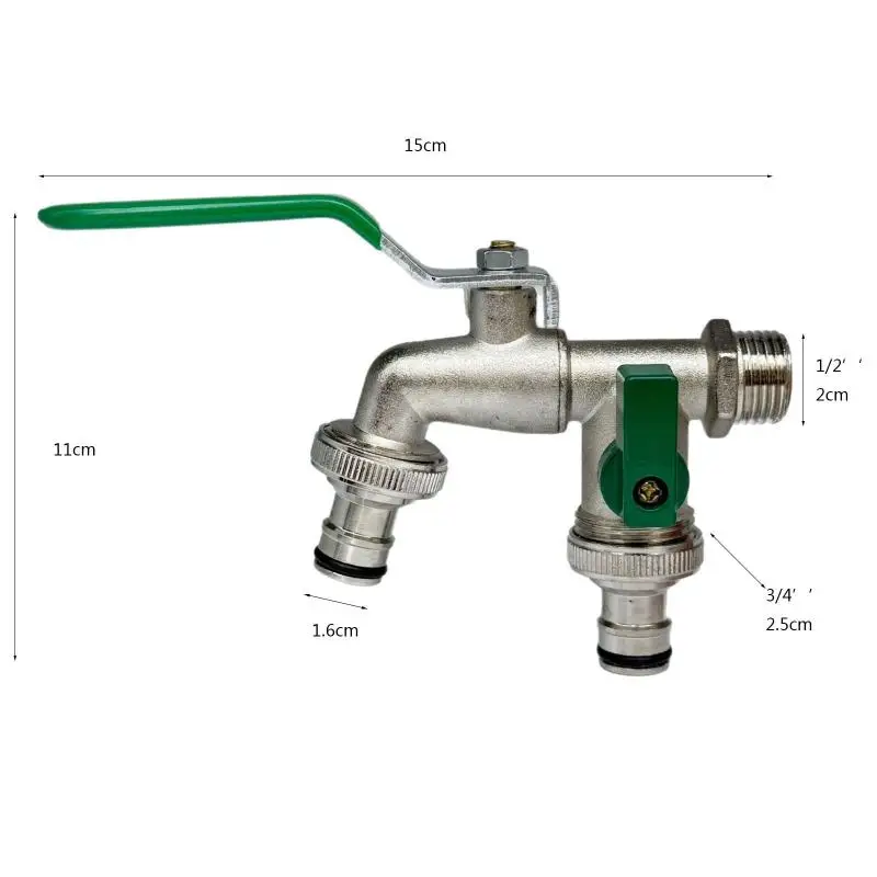 1Pcs Zinc Alloy Water Faucet 1/2'' 3/4'' Outside & Inside Turn On/Off Lever Handle Watering Supply Taps Ball Valve Garden Tools