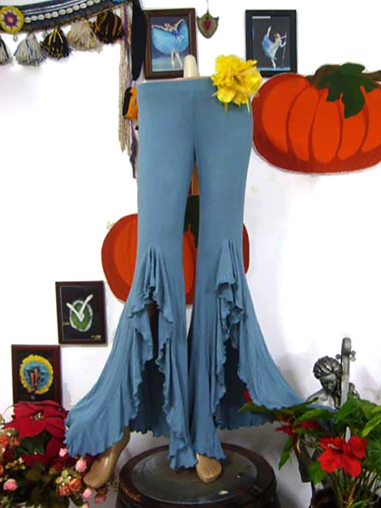 سراويل ضيقة للرقص الشرقي من القطن الليكرا مع يوجا قوطي منتفخ للنساء H930