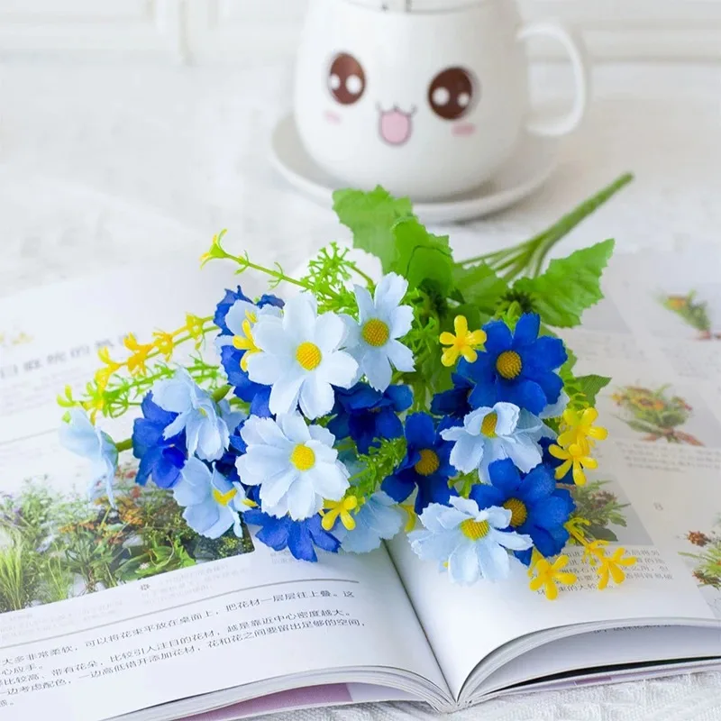 2 Stücke Künstliche Gefälschte Blumen Gänseblümchen Blume Outdoor UV Beständig Grüne Strauch Pflanzen Indoor Hause Hochzeit Decor DIY Garten Zubehör – Detail 9