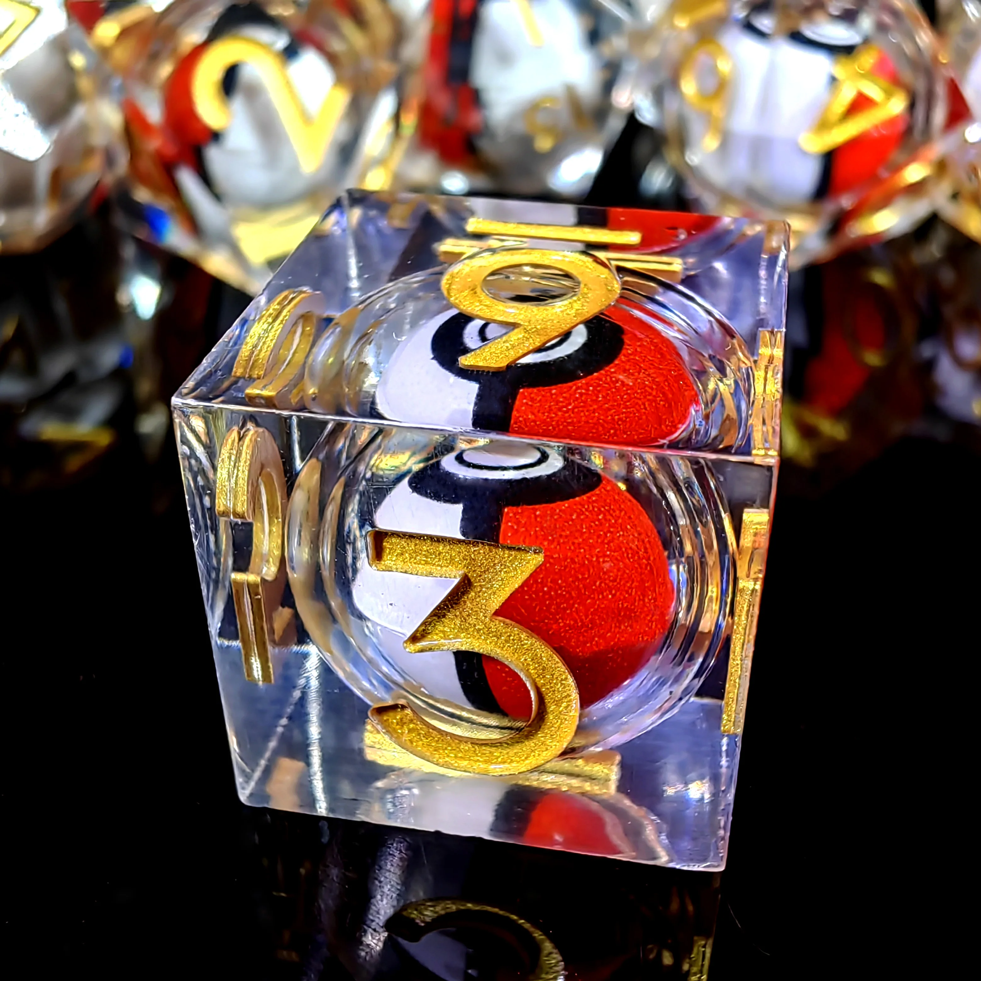 DnD Resin Dice Set - 7-Piece  Polyhedral Dice with Spinning Dragon Eye Core, Perfect for Dungeons & Dragons and Tabletop  Games