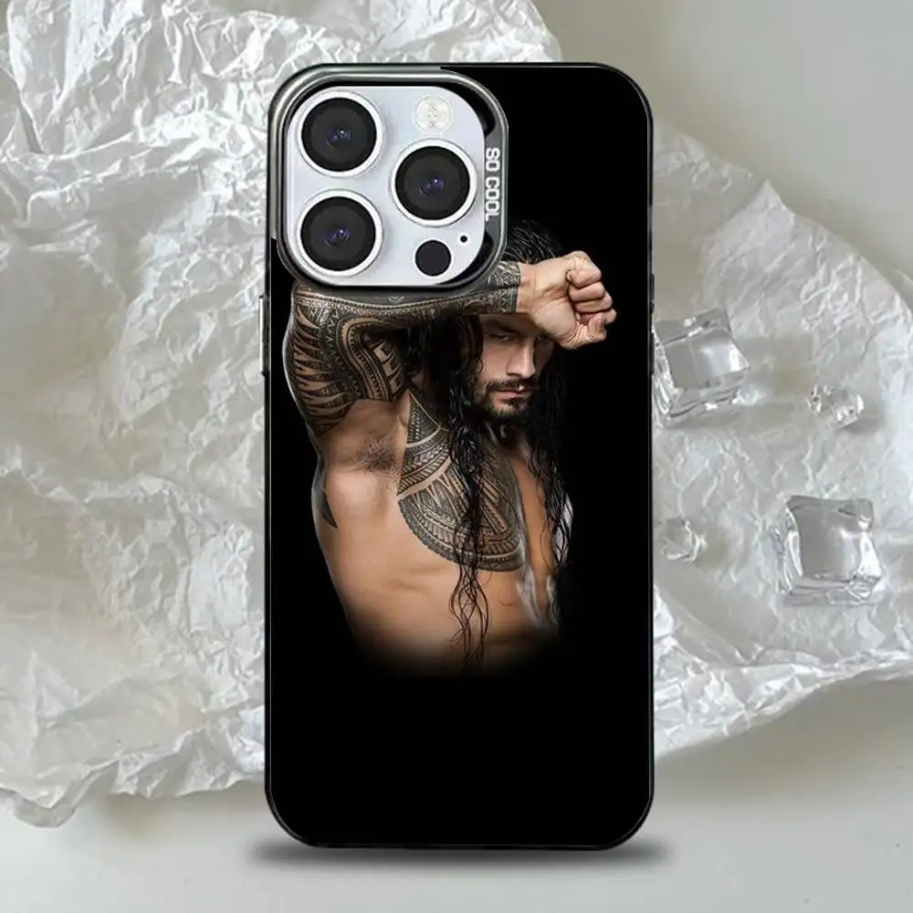 Чехол для телефона Roman Reigns для iPhone 16,15,14,13,12,11, Pro, Max, Plus, Mini, XS, SE, черный матовый жесткий бампер с защитой от падения