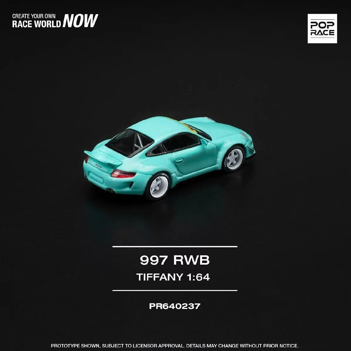 โมเดลรถ POPRACE 1/64 997 RWB สีฟ้าทิฟฟานี่ ทำจากโลหะผสม