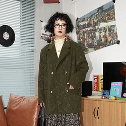 Vintage Corduroy Women Suit Jacket Fashion Single Breasted Turn Down Collar Pocket Loose Coat Autumn Female Streetwear Outwear