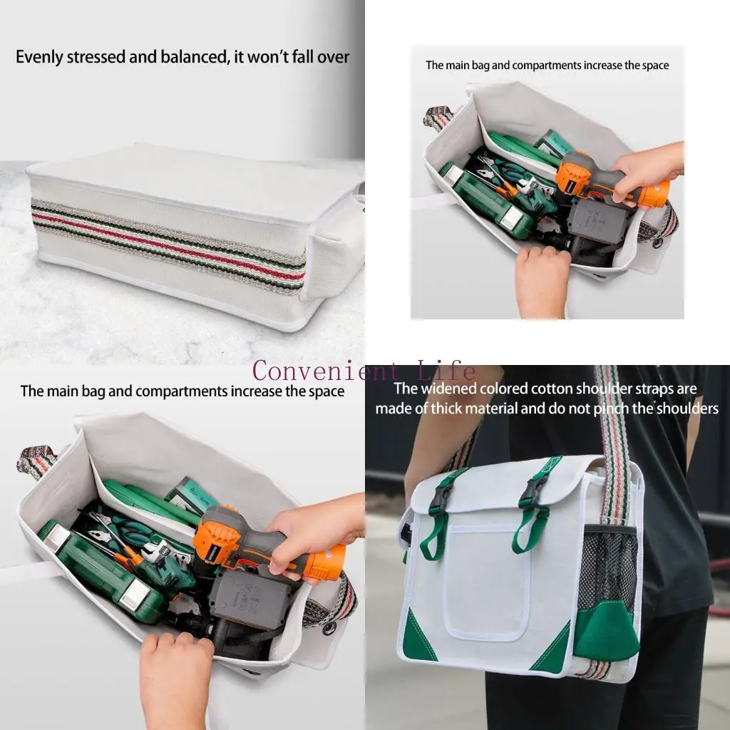 

L1EE Large Capacity Crossbody Storage Bag Canvas Multiple Compartment Storage