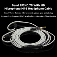 0.78 3.5MM IEM OFC Wired Earphones Cable Upgraded With Microphone Headphones Cable Fit KZ AST24 AS16PRO ZAS AS10 ZAX ZS10PRO ASX