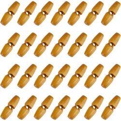 About 50Pcs 30mm Wooden Buttons Wooden Coat Horn Buttons 1-Hole Wood Toggle Buttons Yellow Wooden Vintage Coat Button