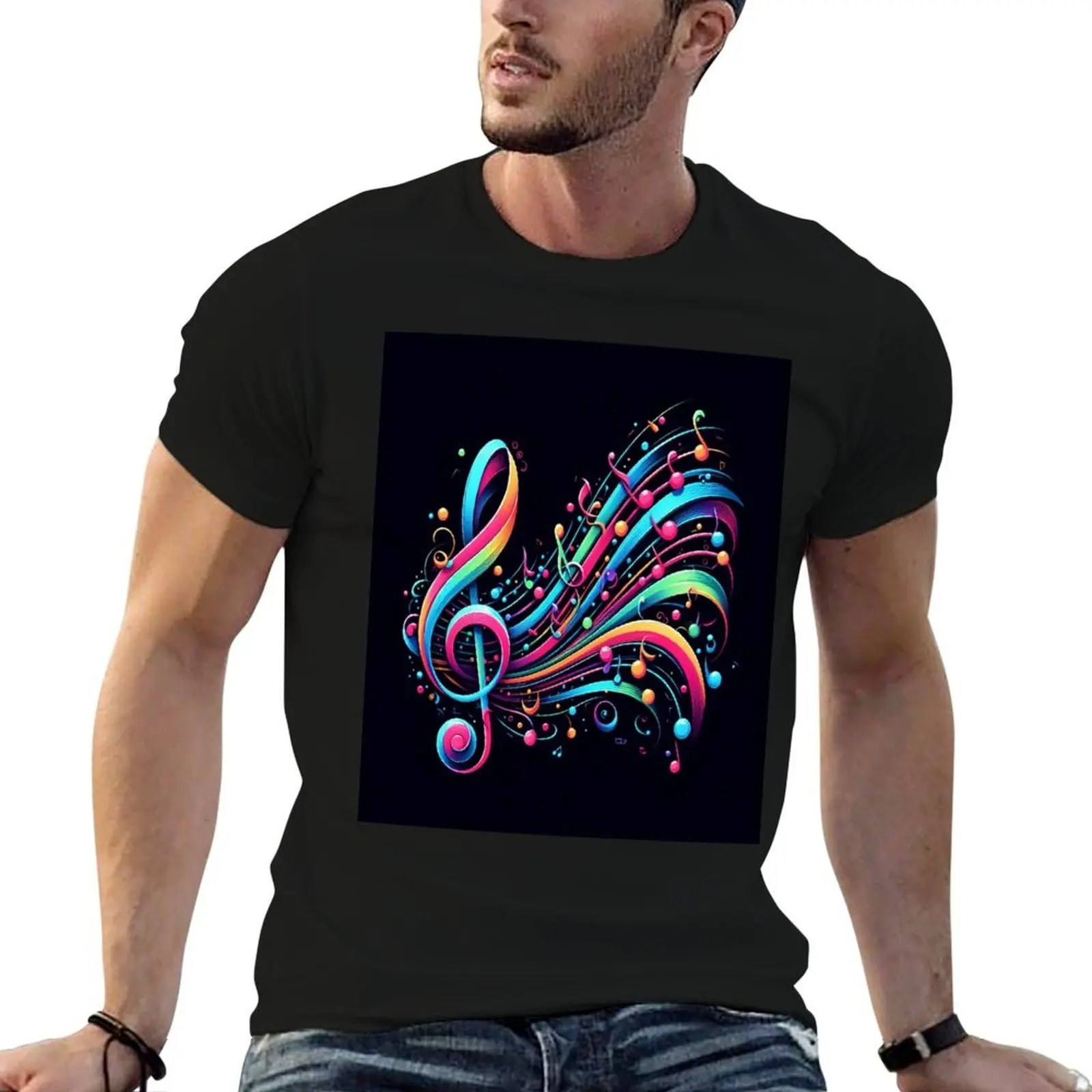 Colorful Treble Spreading Music Everywhere AI Generated T-Shirt man t shirts graphic man t shirt luxury T-Shirt