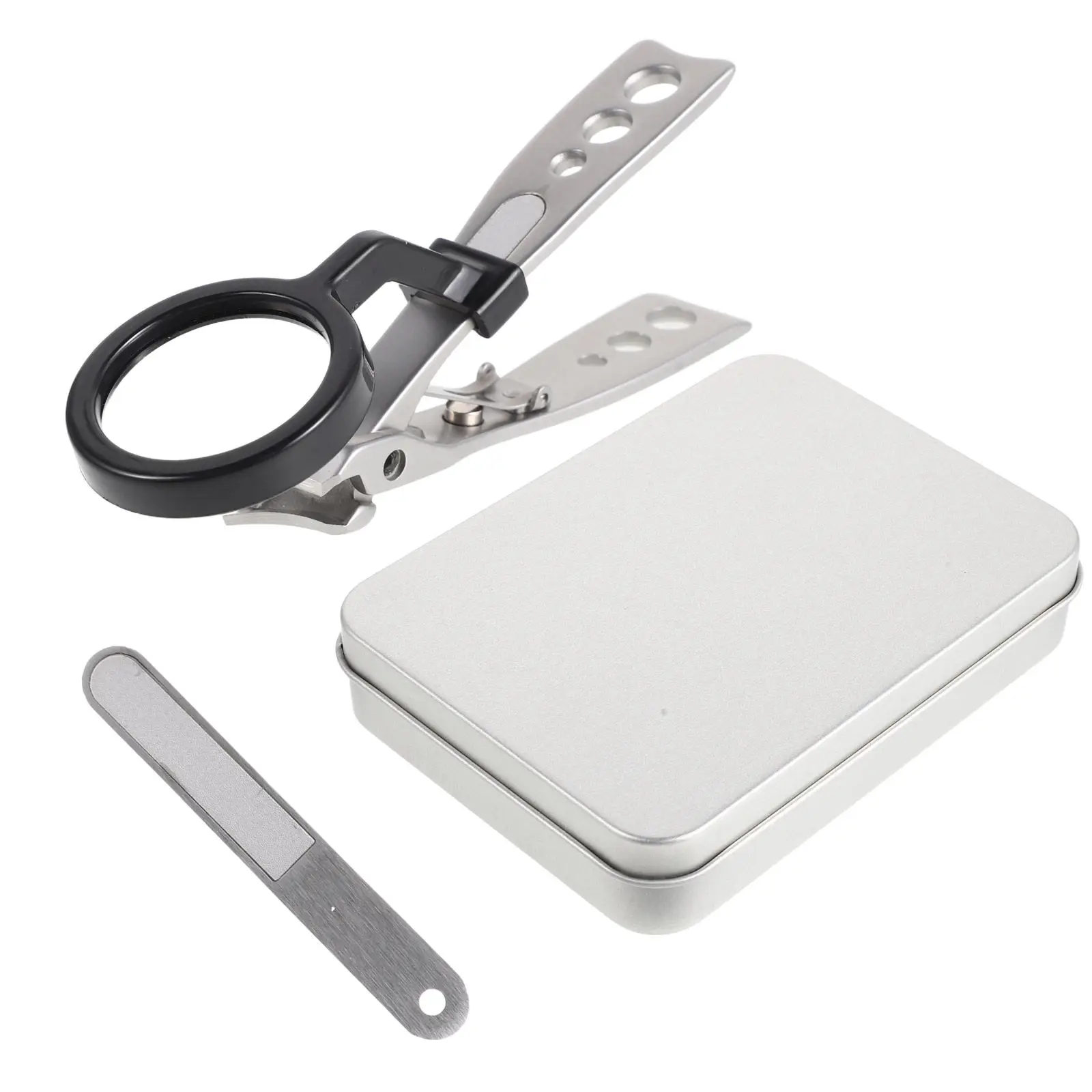 1Set Stainless Steel Magnifying Nail Clipper Large Jaw Ergonomic Handle for Seniors Thick Toenail Trimming Nail Cutter