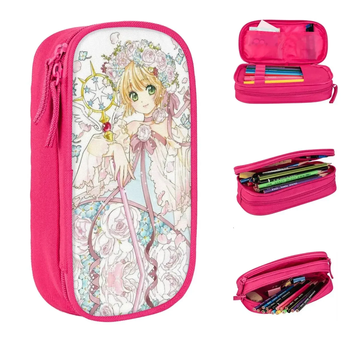 Cardcaptor Sakura Pencil Cases Sakura Kinomoto Pencil Box Pen for Girl Boy Large Storage Bags Students School Gifts Stationery