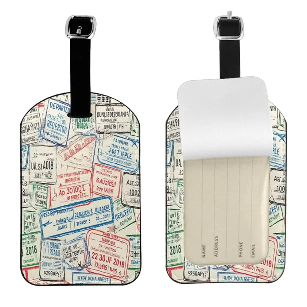 

Багажная бирка в стиле гранж для чемоданов, с аэропортовскими штампами, красная, зеленая, серая, синяя, из искусственной кожи, для путешествий