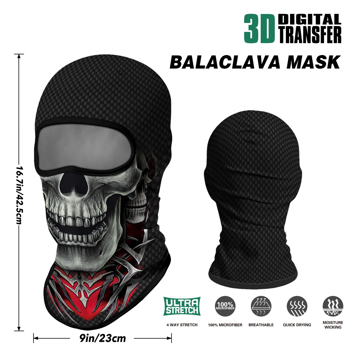 قناع ركوب الدراجات لكامل الوجه، خوذة حماية من الشمس للدراجات النارية، بطانة صيفية قابلة للتنفس، غطاء رأس جمجمة الهالوين للرجال بالاكلافا