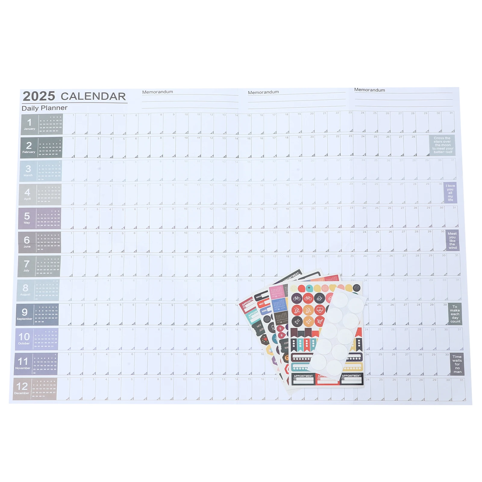 Calendrier mural avec licence décorative, calendrier de bureau, calendrier annuel, année, papier, 2025