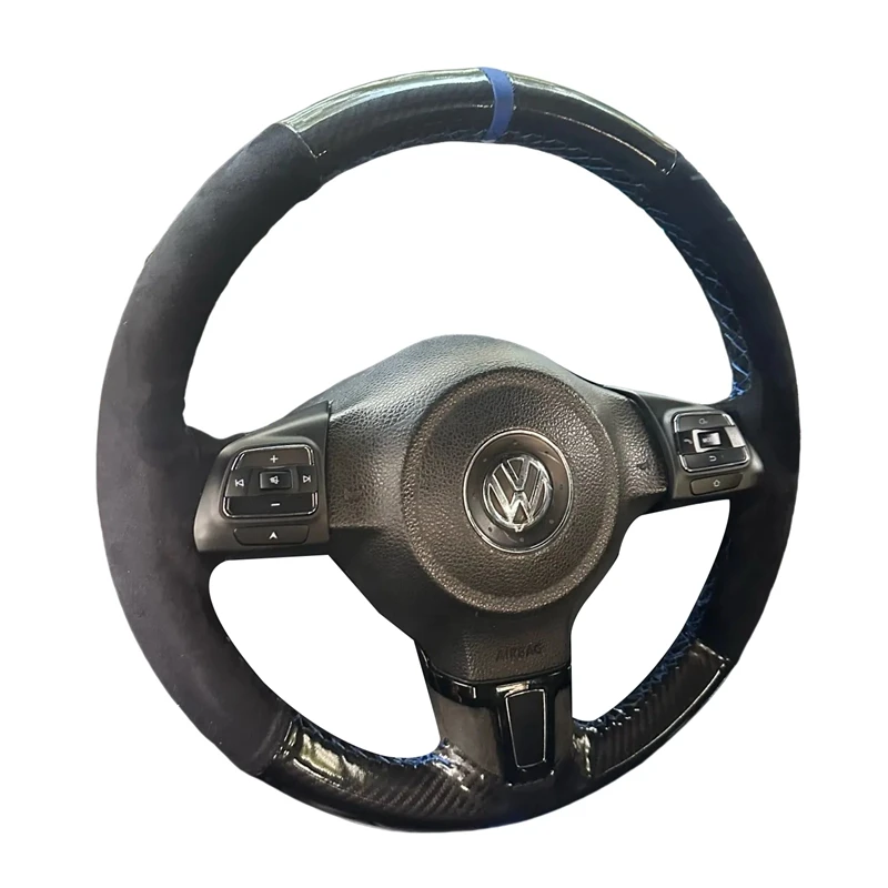 Customized Car Steering Wheel Cover Braid Non-Slip Suede For Volkswagen VW Golf Tiguan Passat B7 Passat CC Touran