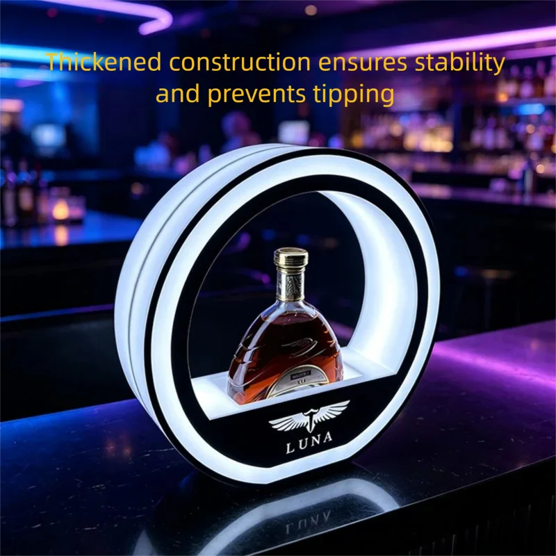 LED Charging Acrylic round Ring Wine Holder Stand for Bar KTV Nightclub Glowing Champagne Spirits Base Display